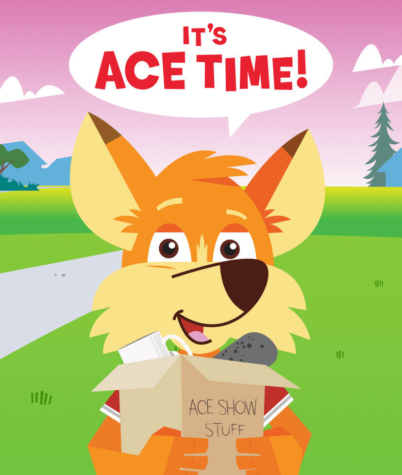 speech bubble with text 'Its ACE Time!'